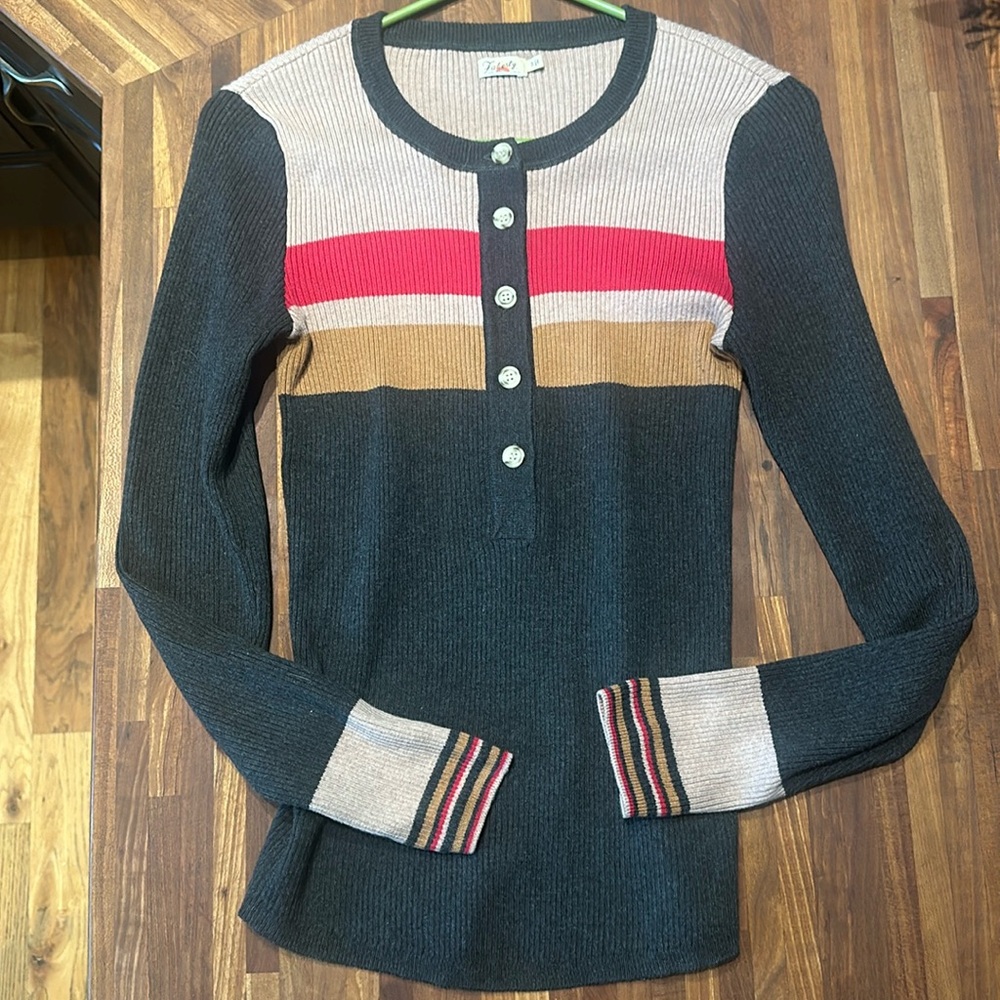 Faherty Huckleberry Women’s Nikki Henley Throwback Stripe Multicolor Size Small